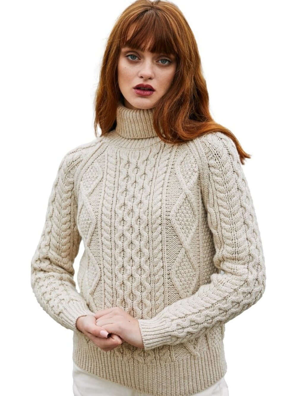 Cozy Women's Wool Cable Knit Sweater Jumper - Authentic Irish Design